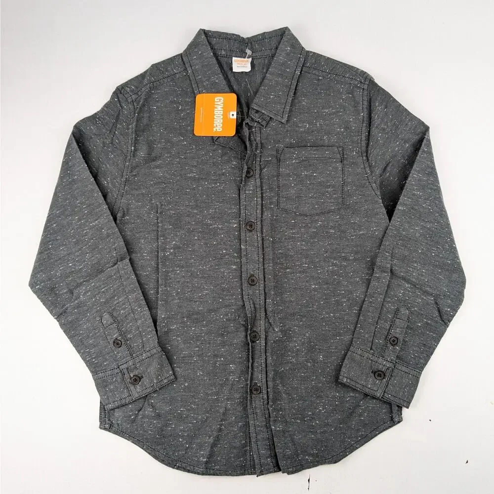 Gymboree Gray Speckled Button Up Shirt Boys 7-8